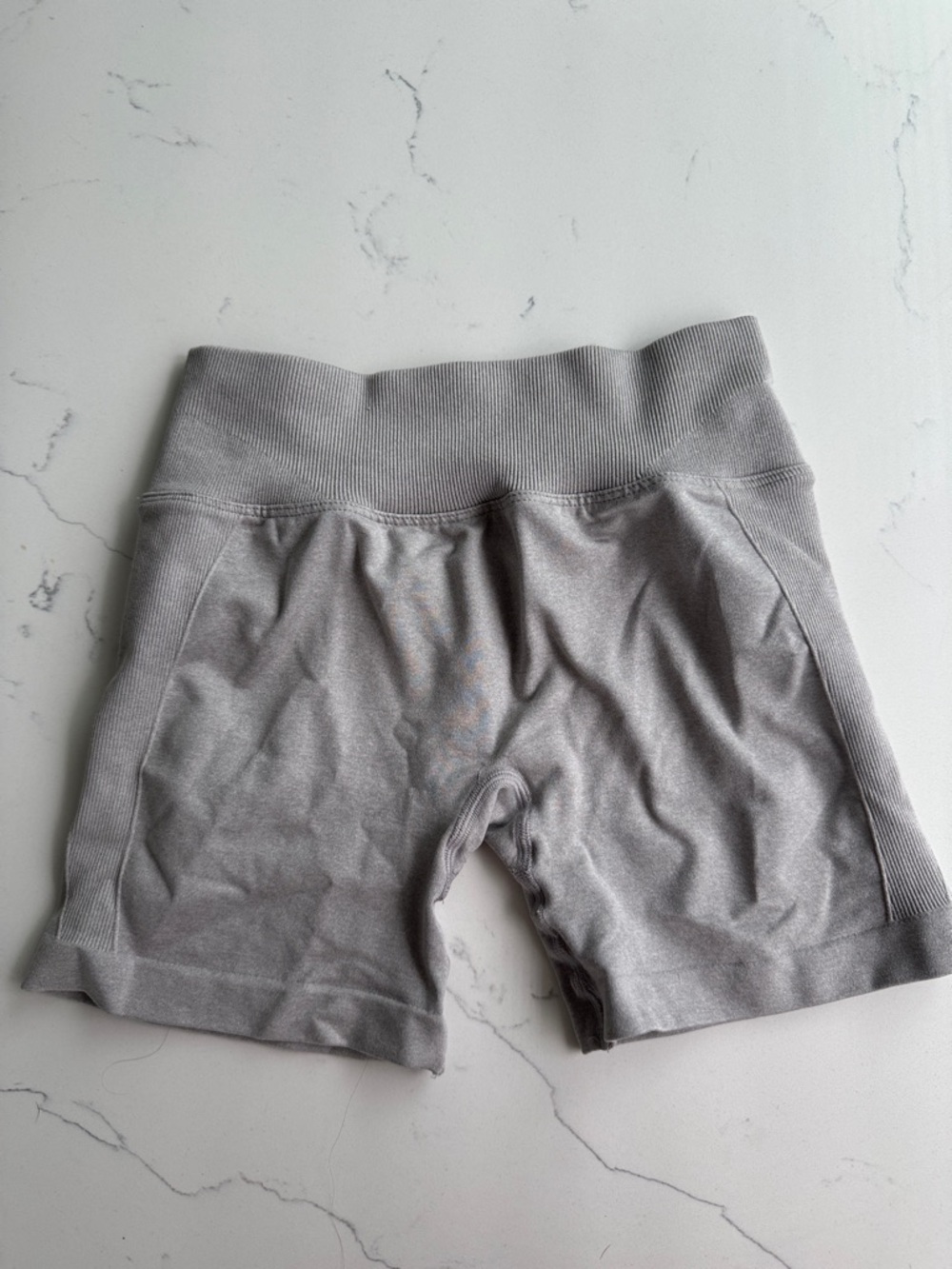 YoungLA Light Gray Ribbed Waist Bike Shorts